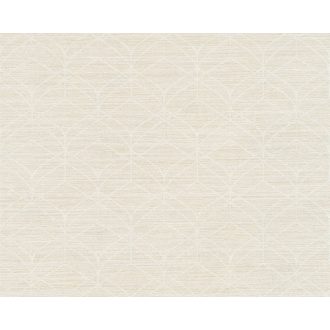   Rombuszok és ívekkel kerekített hatszögek geometriai mintája bézs krém és fehérezüst tónus finom mintafény tapéta