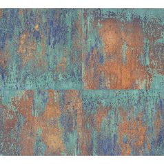   As-Creation Neue Bude 2.0, 36118-1 patinás acéllemez rozsdabarna türkiz bronz rézszín kék tapéta