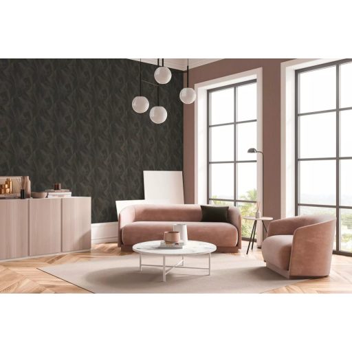 Polygon 3D design - Fémes élekkel kiemelt mértani testek zöld bézs és arany tónus tapéta