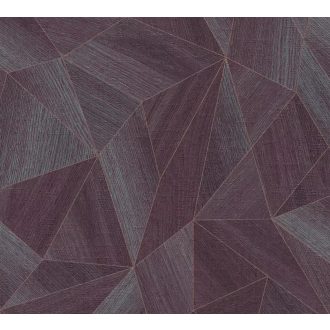   Polygon 3D design - Fémes élekkel kiemelt mértani testek lila/mályva és szürke/ezüstszürke tónus tapéta