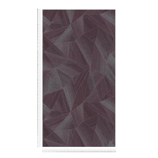 Polygon 3D design - Fémes élekkel kiemelt mértani testek lila/mályva és szürke/ezüstszürke tónus tapéta