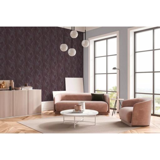 Polygon 3D design - Fémes élekkel kiemelt mértani testek lila/mályva és szürke/ezüstszürke tónus tapéta