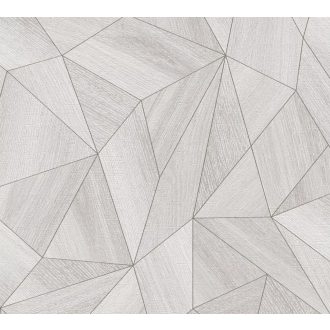   Polygon 3D design - Fémes élekkel kiemelt mértani testek szürkésfehér szürke és ezüst tónus tapéta