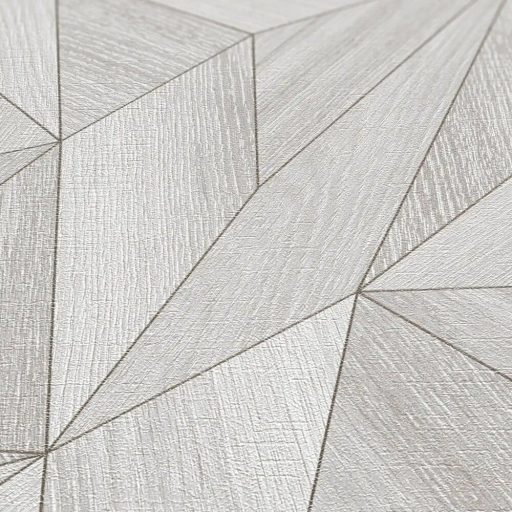 Polygon 3D design - Fémes élekkel kiemelt mértani testek szürkésfehér szürke és ezüst tónus tapéta