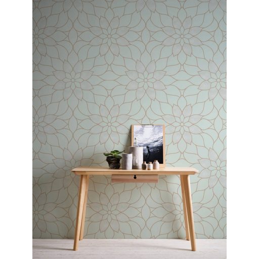 As-Creation Neue Bude 2.0, 3617-14 virágos zöldeskék bézsarany tapéta