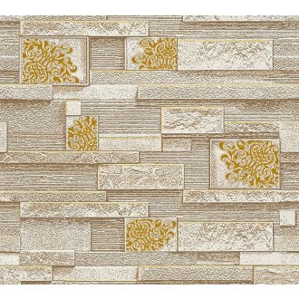   As-Creation 36267-1 Natur díszes kőmintázat krém barna sárga arany tapéta