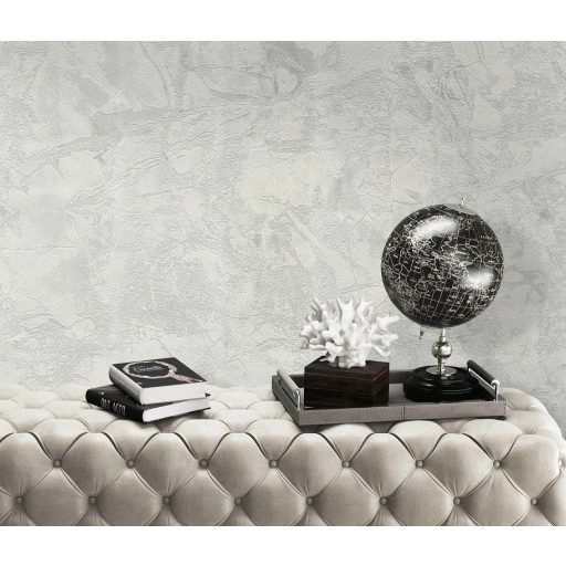 Csend amelynek textúrája van -  finom márványerek sejlenek fel fehér és halvány ezüstszürke tónus csillogó fémes hatás tapéta