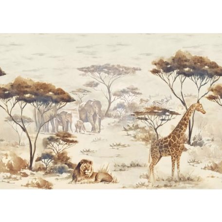 Afrika lenyűgöző növény és állatvilágának lélegzetelállító jelenete "XL" méret bézs szürke és barna tónus falpanel