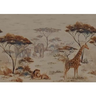   Afrika lenyűgöző növény és állatvilágának lélegzetelállító jelenete "L" méret bézs szürke és barna tónus falpanel