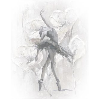   Egyenesen a balettintézetből - jellegzetes mozdulat akvarell mákvirág háttérrel fehér ezüstszürke és palaszürke tónus falpanel