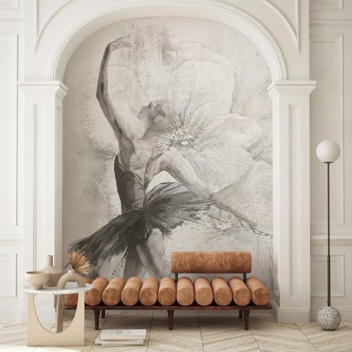 Balettintézeti anziksz 2.1 - lágy és kifejező balett mozdulat meleg homokbézs pergamen és halvány rozsdás-bézs tónus falpanel