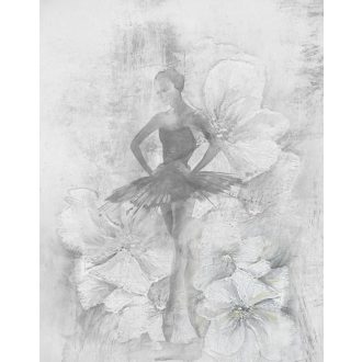   Balettintézeti anziksz 3.1 - balett alapmozdulat balerina spiccben ezüstfehér krétaszürke és palaszürke tónus falpanel