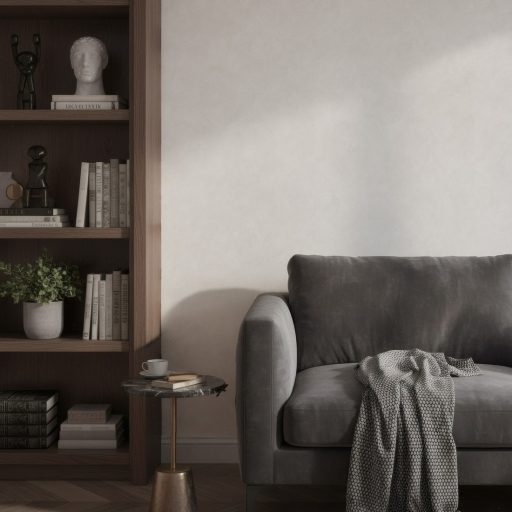 Kifinomult beton/vakolat minimál mintázat a luxus textúrák határán greige (hűvös szürke és melege bézs egyensúlya) tónus tapéta