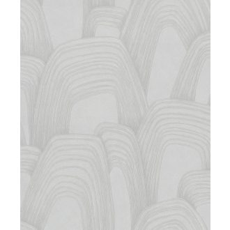   Ismétlődő domború koncentrikus ívek monumentális absztrakt mintázata szürke ezüstszürke és ezüst tónus fémes hatás tapéta