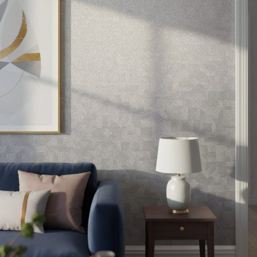 Vibráló dinamikus geometrikus mozaik tónusban finom fénnyel szürke és ezüstszürke tónus tapéta