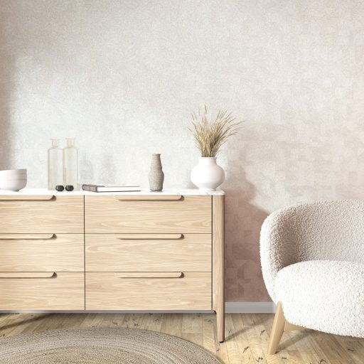 Vibráló dinamikus geometrikus mozaik tónusban finom fénnyel törtfehér és világos ezüst tónus tapéta