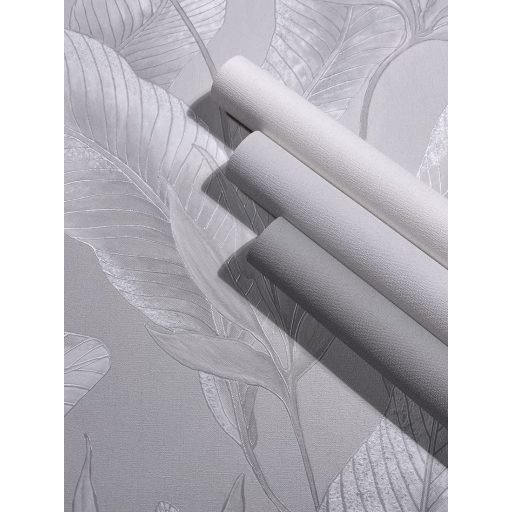 Finoman szőtt vászonhatású strukturált egyszínű minta nemes szürke/ezüstszürke tónus tapéta