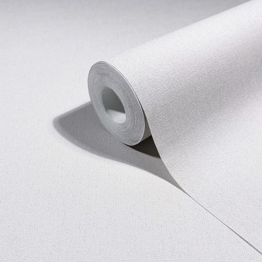 Finoman szőtt vászonhatású strukturált egyszínű minta fehér tónus tapéta