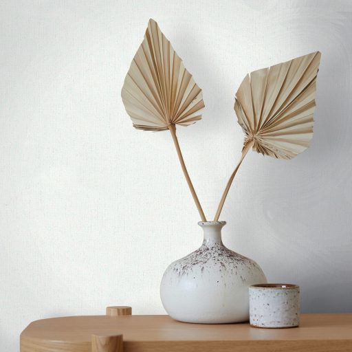 Finoman szőtt vászonhatású strukturált egyszínű minta fehér tónus tapéta