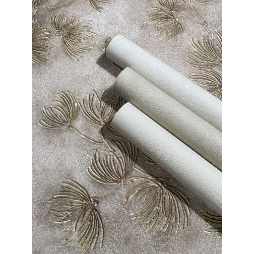 Szélfújta pitypangok dombormintája - relief hatású természeti "állókép" homokos szürke bronz és szürke tónus tapéta