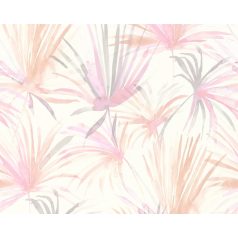  AS-Creation Colibri 36624-1 Akvarell stílusú filigrán pálmalevelek fehér szürke rózsaszín  barackszín tapéta