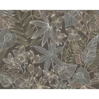   As-Creation Colibri 36630-3  natur organikus növények virágok barna bézs krém szürke tapéta