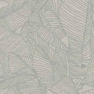   Textil háttéren grafikus sűrű levélmintázat - kiemelt erezet bézs szürke tapéta