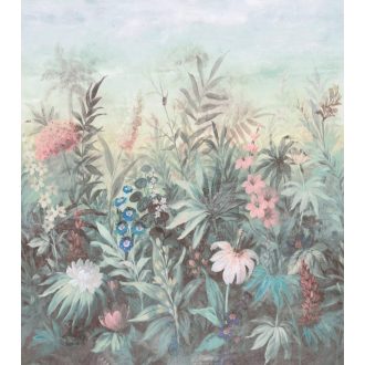   Nap mint nap kilátás a kertre : Romantikus akvarell virágmotívum pasztell színekben égkék rózsaszín zöld és sokszínű tónus palpanel