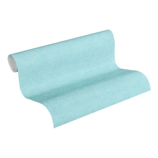 Vintage stílusú egyszinű textilstruktúra zöldeskék/türkiz tónus tapéta