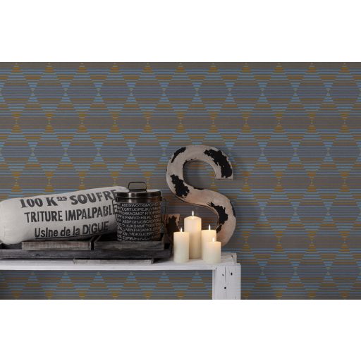 As-Creation Linen Style 36757-3 Geometrikus grafikus különleges rombuszminta 3D szürke kék narancs tapéta