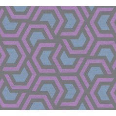   Retro grafikus minta összefonódó koncentrikus hatszögekből textil háttér fekete kék lila tapéta