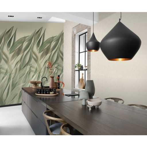 Levélmintázat simogatja a falat! Plasztikus térbeli botanikai csoda bézs szürkészöld zöld és olívzöld tónus falpanel