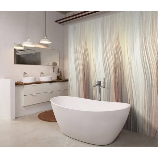 Páratlan optikai mélység és harmonikus elegancia! Hullámdesign felsőfokon ecru gyöngyház bézs pezsgő szürke arany és bronz falpanel