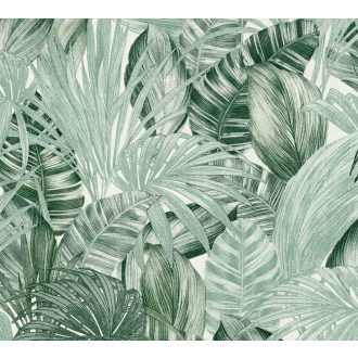   As-Creation Attractive 2/Greenery 36820-1 Natur trópusi botanikus fehér zöld árnyalatok tapéta