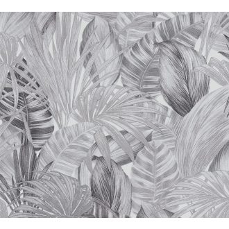   As-Creation Attractive 2/Greenery 36820-3 Natur trópusi botanikus fehér szürke fekete tapéta
