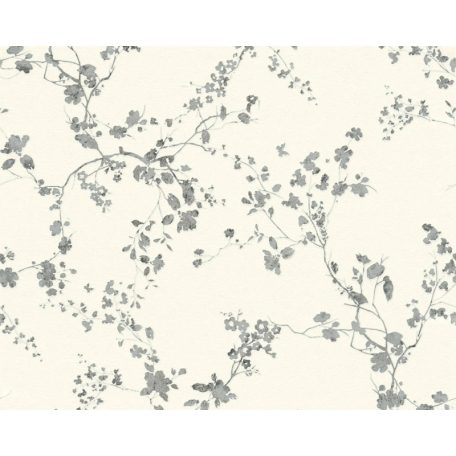 As-Creation Metropolitan Stories 36896-2  natur virágok ágak fehér szürke fekete ezüst  enyhe fényű tapéta