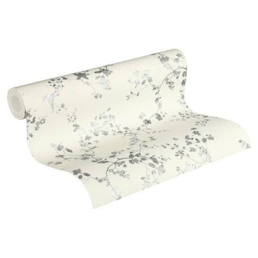 As-Creation Metropolitan Stories 36896-2  natur virágok ágak fehér szürke fekete ezüst  enyhe fényű tapéta