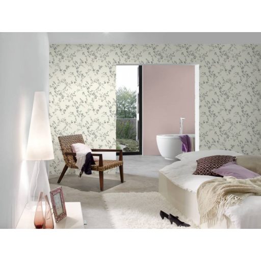 As-Creation Metropolitan Stories 36896-2  natur virágok ágak fehér szürke fekete ezüst  enyhe fényű tapéta