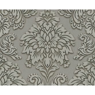   As-Creation Metropolitan Stories 36898-1 barokk díszítőminta 3D szürke szürkésbarna bézs ezüst tapéta