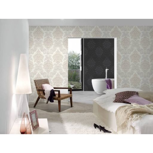 As-Creation Metropolitan Stories 36898-2 barokk díszítőminta 3D fehér szürke bézs ezüst tapéta