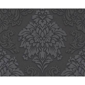  As-Creation Metropolitan Stories/Black is Beautiful 36898-4 barokk díszítőminta 3D antracit fekete ezüst csillámló hatású tapéta