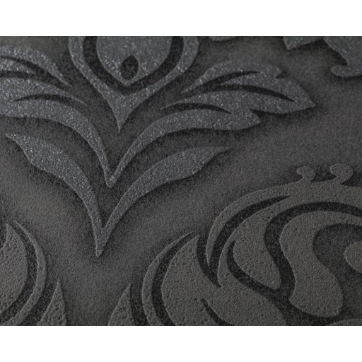 As-Creation Metropolitan Stories/Black is Beautiful 36898-4 barokk díszítőminta 3D antracit fekete ezüst csillámló hatású tapéta