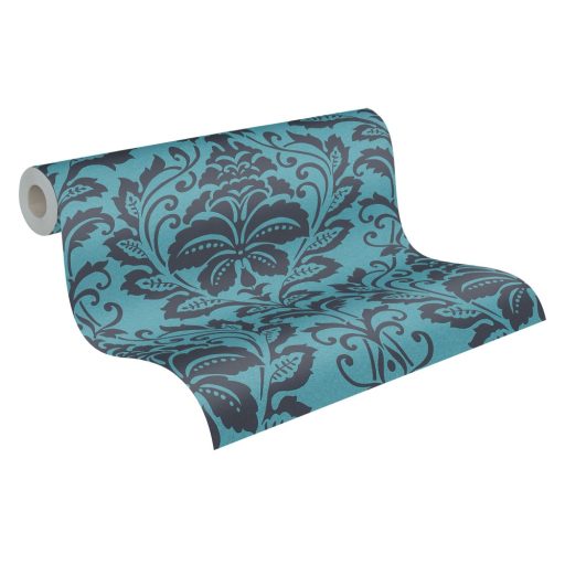 As-Creation Attractive 36910-5 Klasszikus Barokk díszítőminta kékfekete fémes hatás tapéta