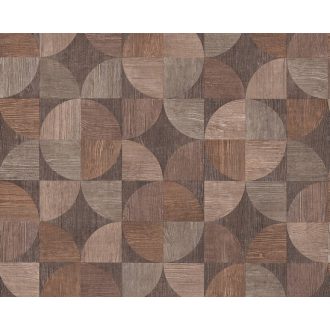   As-Creation Metropolitan Stories 36913-1 retro grafikus famintázat bézs barna szürkésbarna árnyalatok tapéta