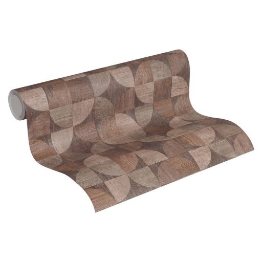 As-Creation Metropolitan Stories 36913-1 retro grafikus famintázat bézs barna szürkésbarna árnyalatok tapéta