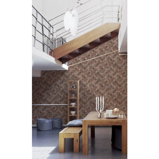 As-Creation Metropolitan Stories 36913-1 retro grafikus famintázat bézs barna szürkésbarna árnyalatok tapéta