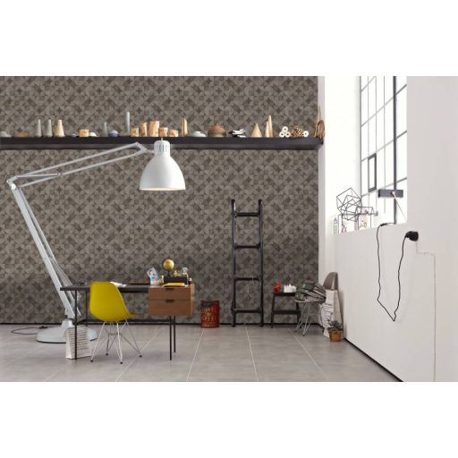 As-Creation Metropolitan Stories 36913-2  retro grafikus famintázat szürke sötétszürke szürkésbarna tapéta