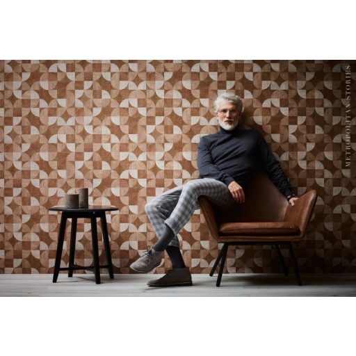 As-Creation Metropolitan Stories 36913-4  retro grafikus famintázat bézs barna rőtbarna tapéta