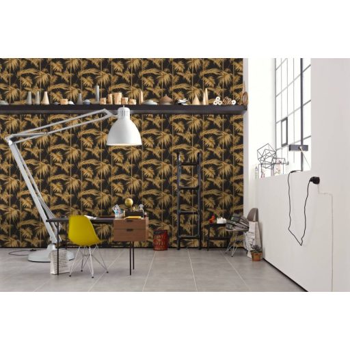 As-Creation Metropolitan Stories/Black is Beautiful 36919-5  natur Vintage bambusz  fekete arany aranybarna fémes hatás tapéta