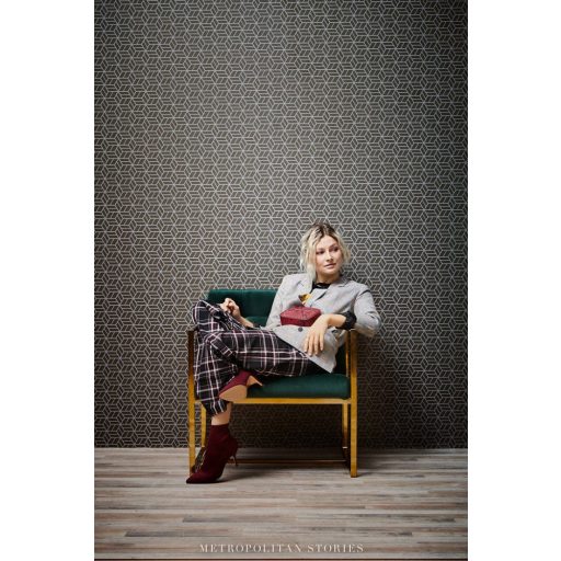 As-Creation Metropolitan Stories 36920-1 design grafikus 3D sötétbarna ezüst fémes csillámló hatás